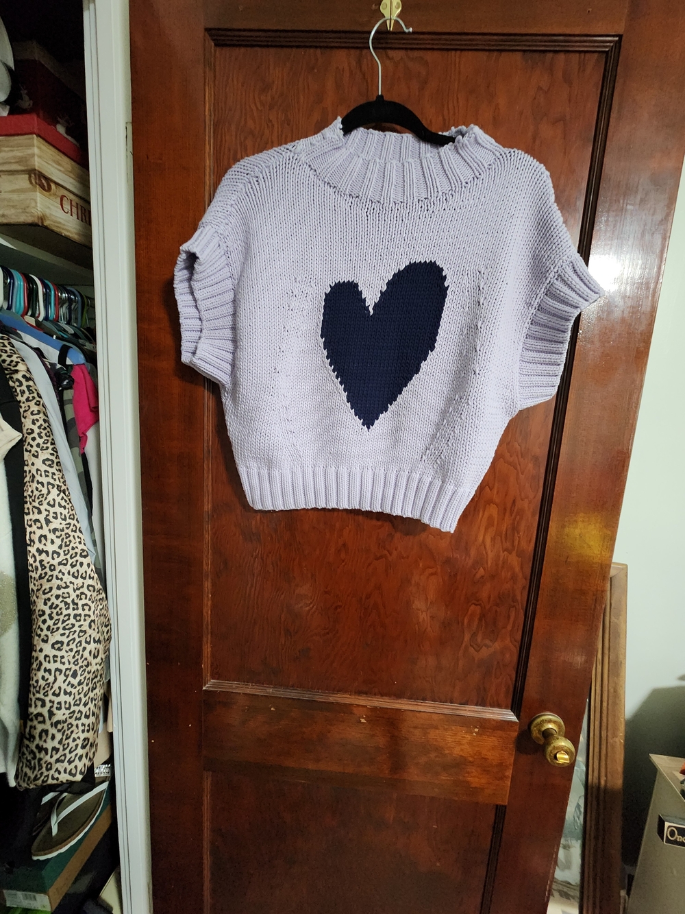 Maeve Anthropologie NWOT The Pippa Heart Sweater Vest Small Lavender Navy